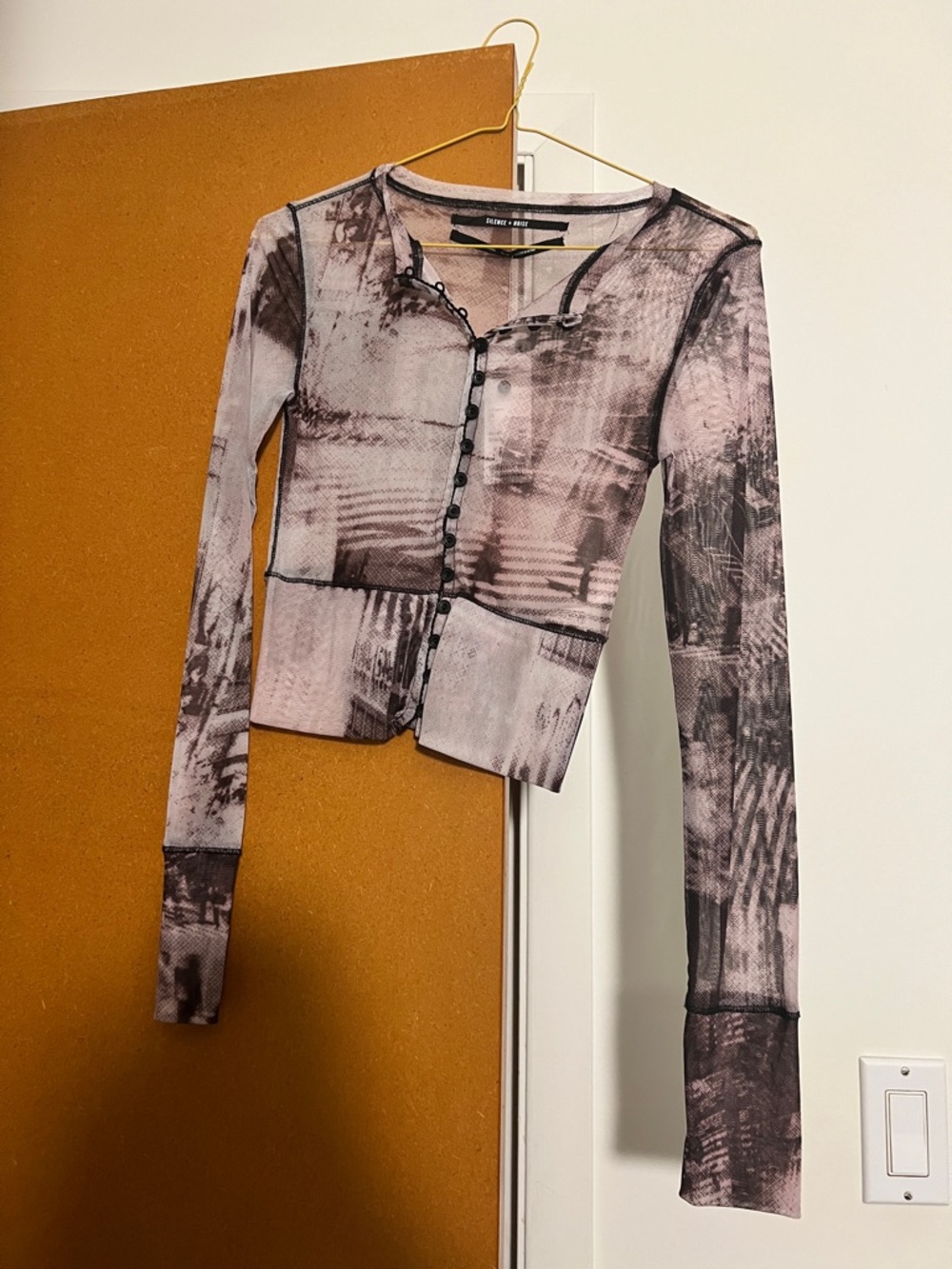 Urban Outfitters silence + noise blush top with black motif
